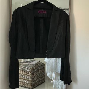 Veda Cropped Leather Jacket